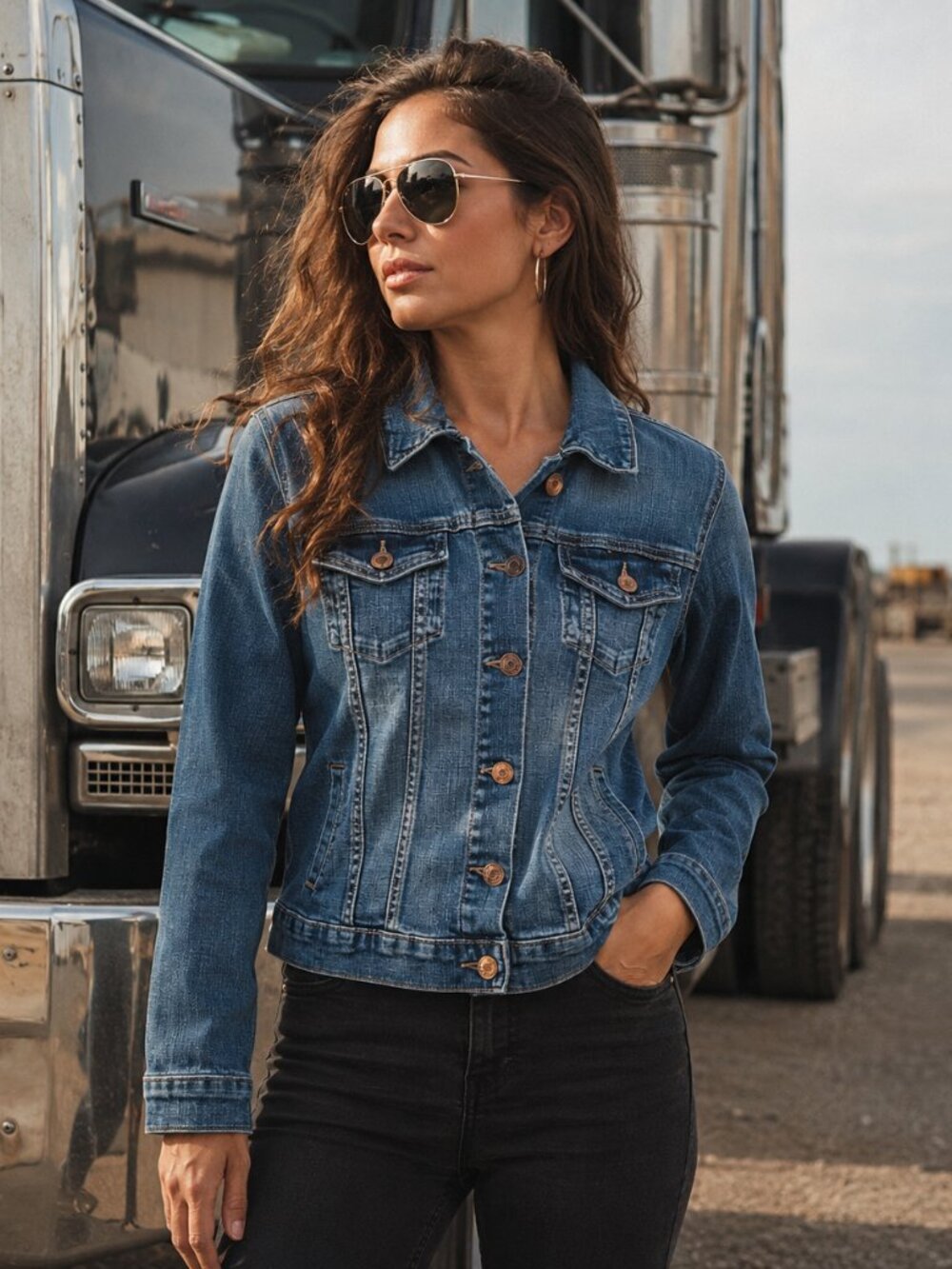 DKNY Vintage Trucker Long Sleeve Foundation Denim Jacket – Women’s Small